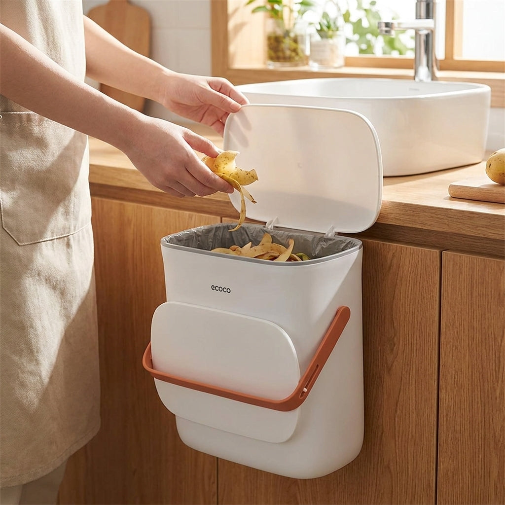 Basurero Papelera  con Tapa para Colgar Cocina Ecoco 10 L