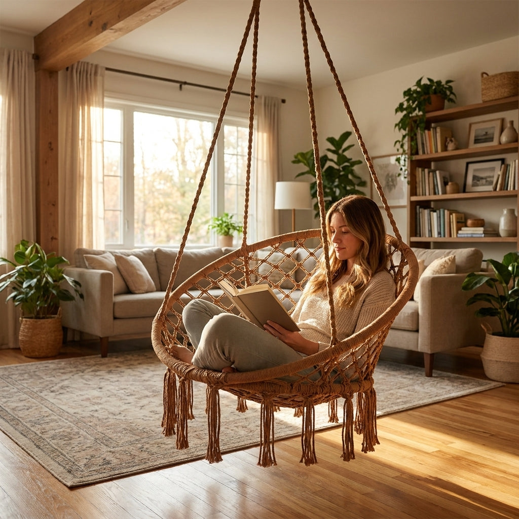 Silla Hamaca Colgante de Macramé
