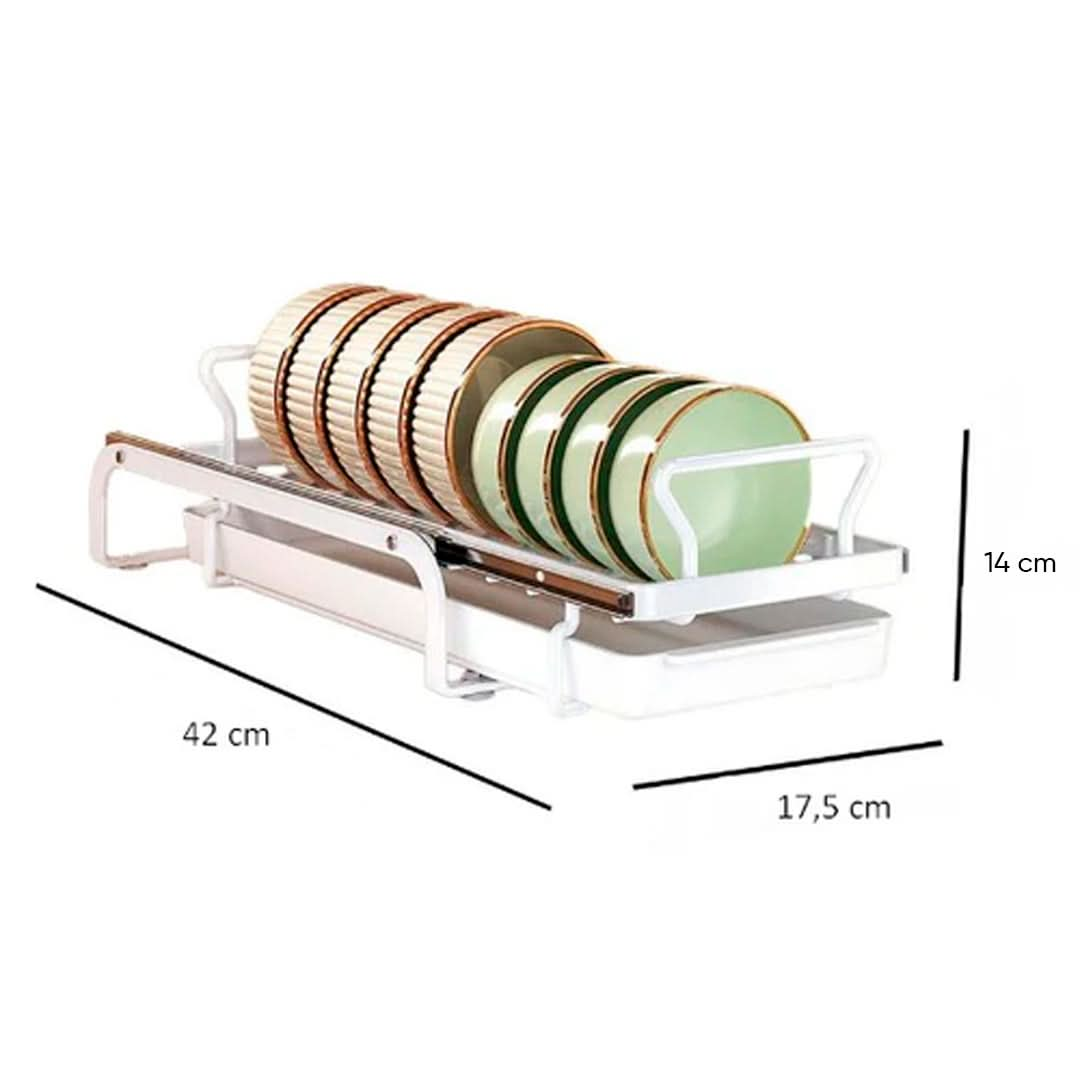 Escurridor Organizador de Platos Extraible con Bandeja