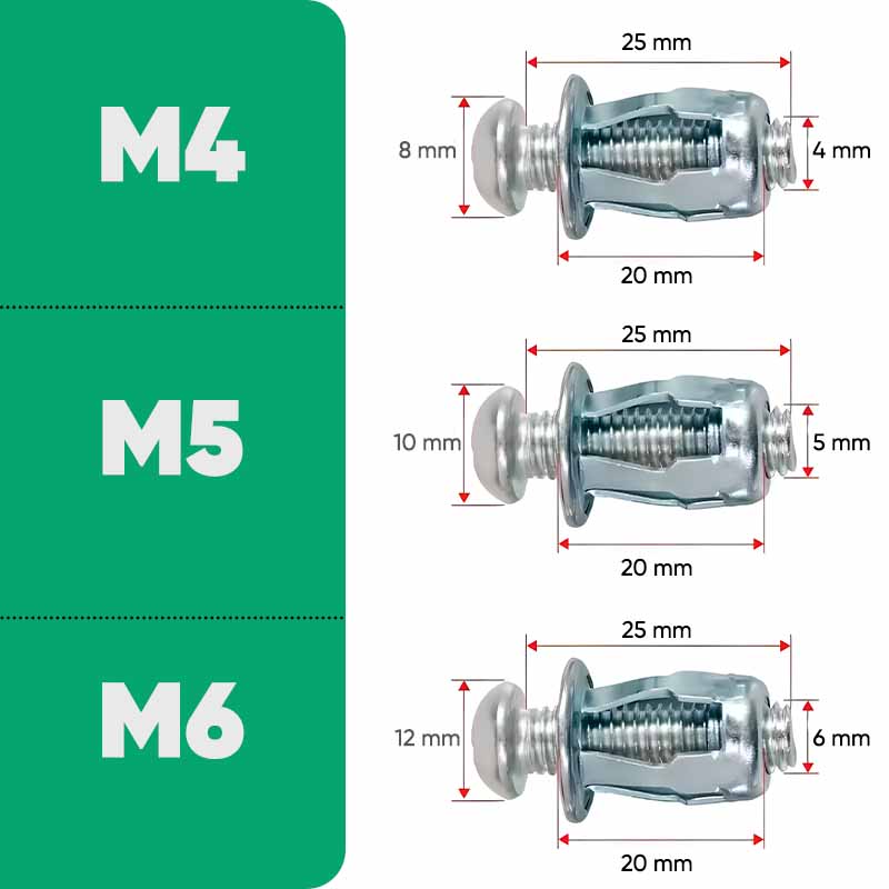 Set de 20 Remache con Tornillo de Expansión