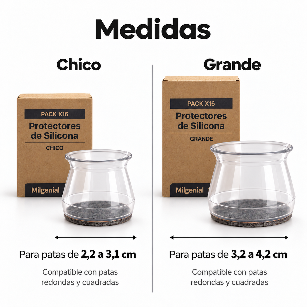 Pack de 16 Protectores de Silicona para Sillas Milhome