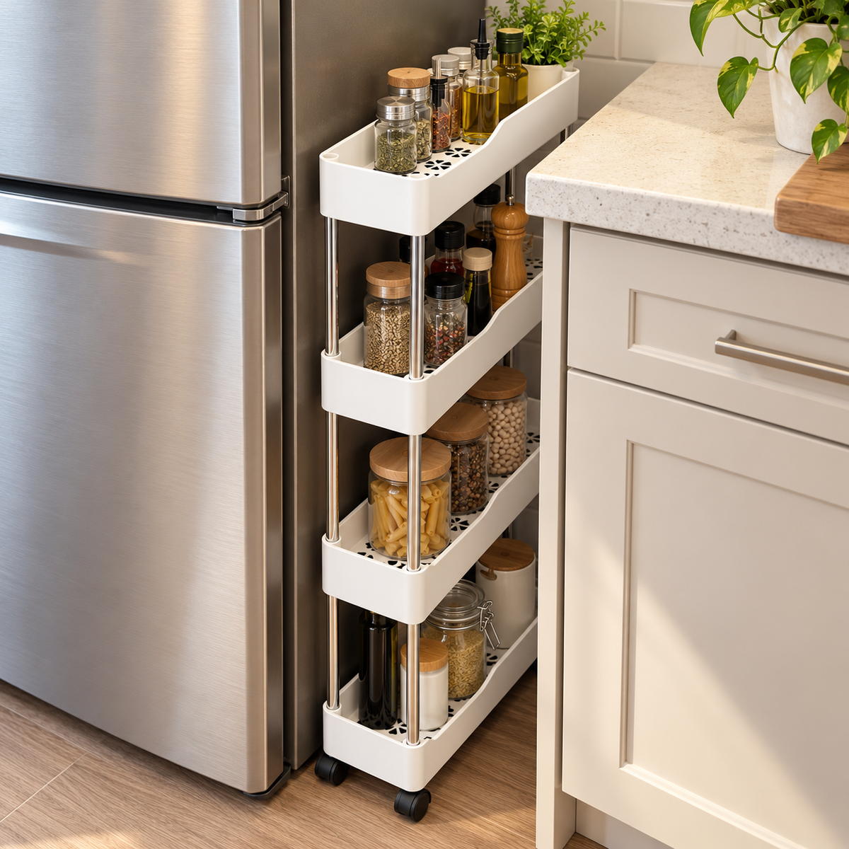 Organizador de 4 Estantes con Rueda Shelf Rack