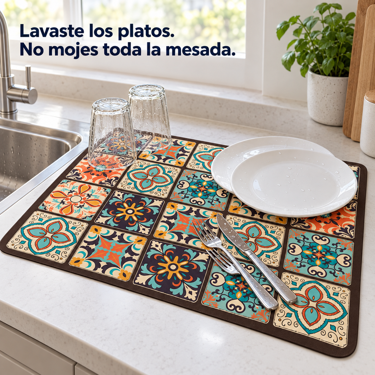 Alfombra Super Absorbente Secado de Platos o Barra de Café