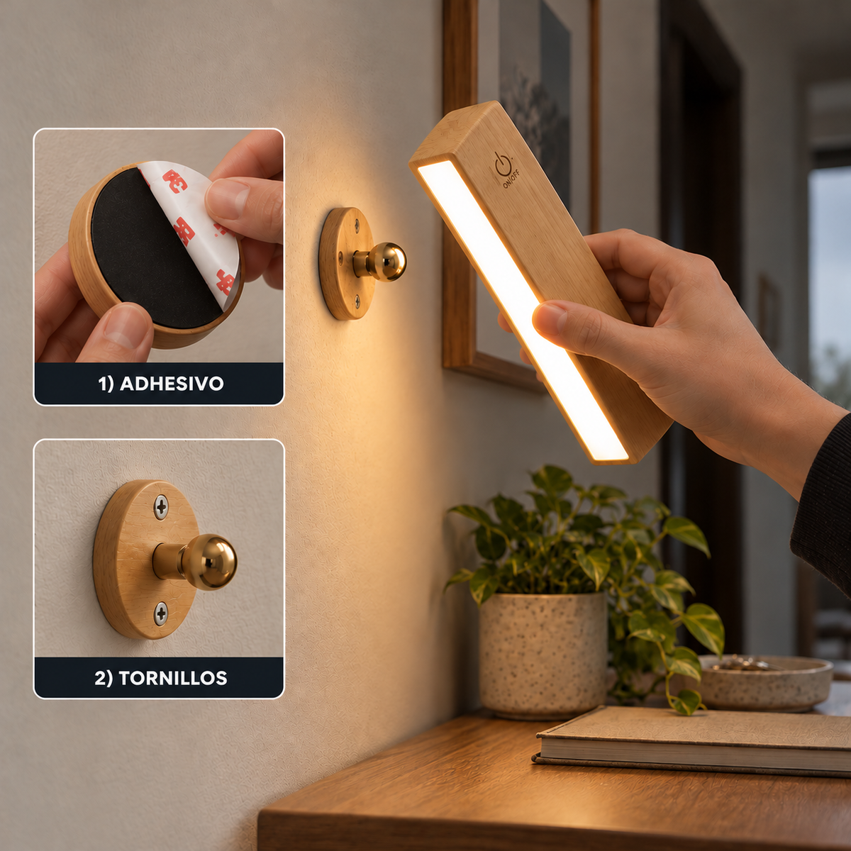Lampara Led de Madera Lightwood  360 grados