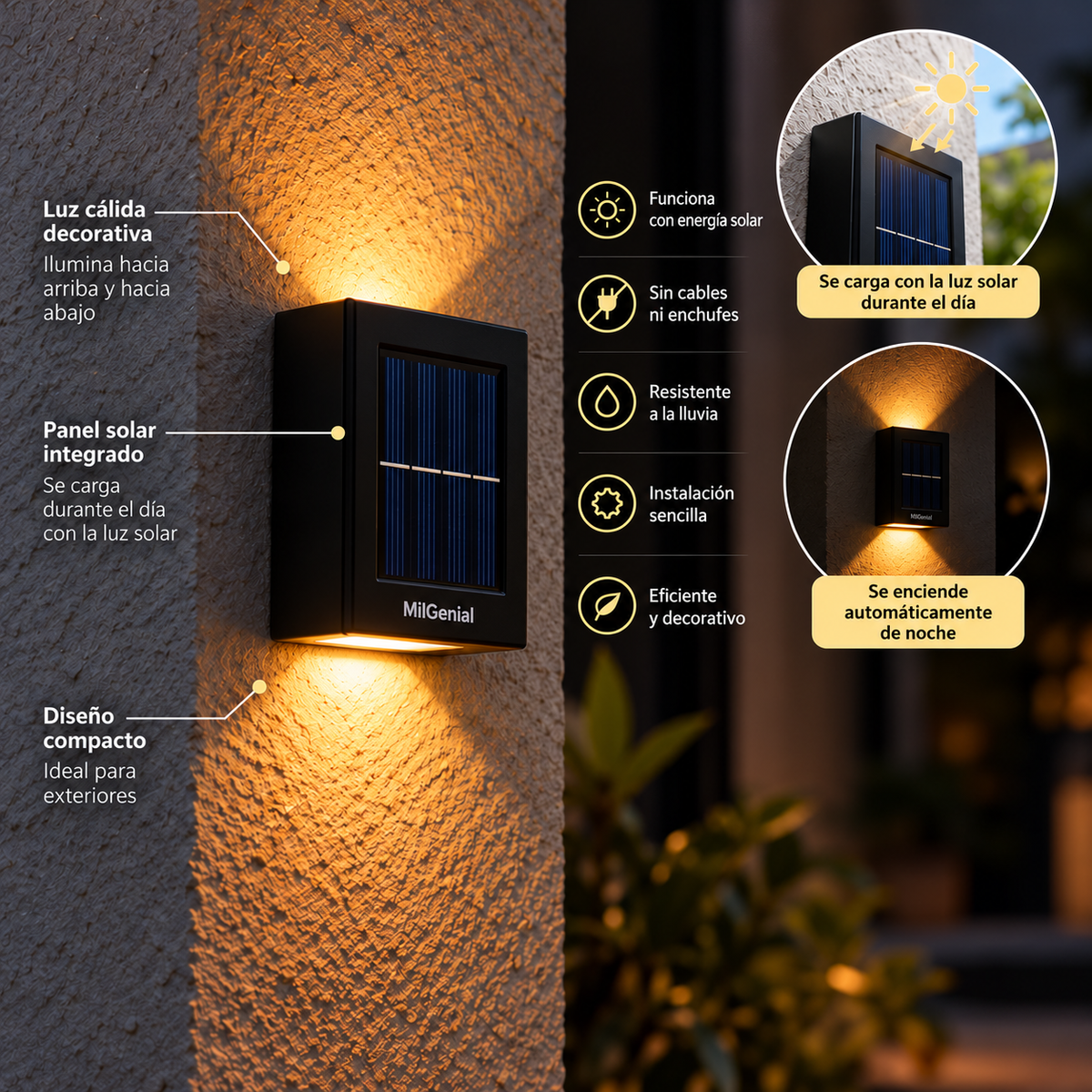 Pack de 2 Focos Solares Dual Garden Milhome