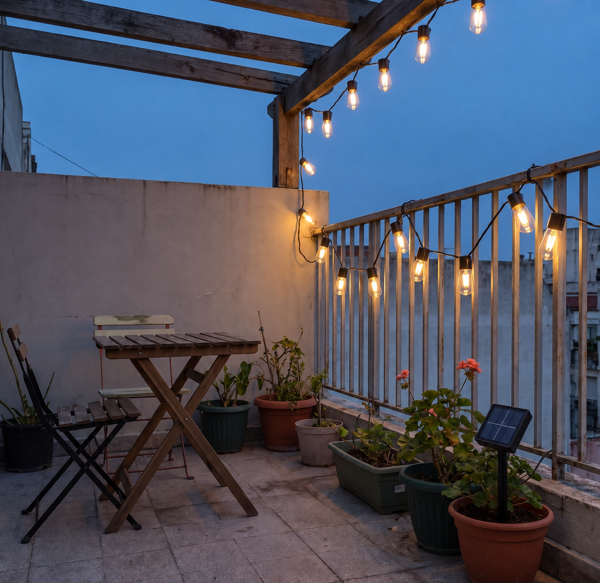 Guirnalda Luces Led Edison 5Mts con Panel Solar