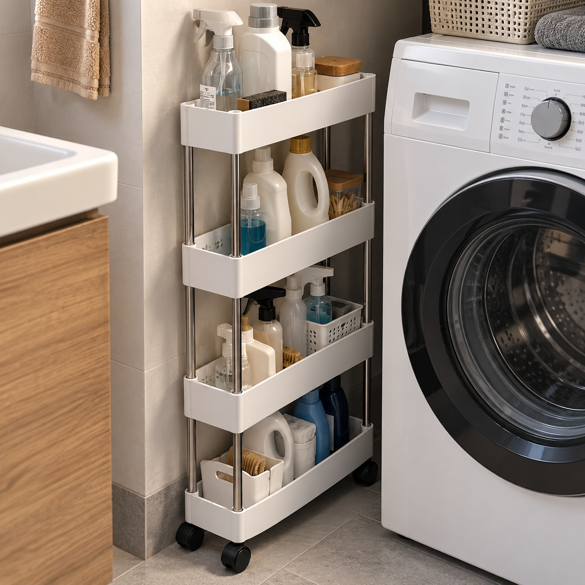 Organizador de 4 Estantes con Rueda Shelf Rack