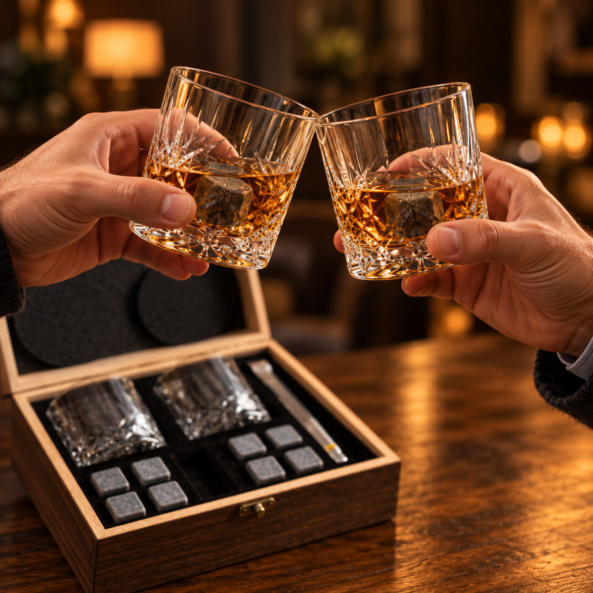 Set De Vasos De Whisky Con Estuche Y 8 Rocas De Granito