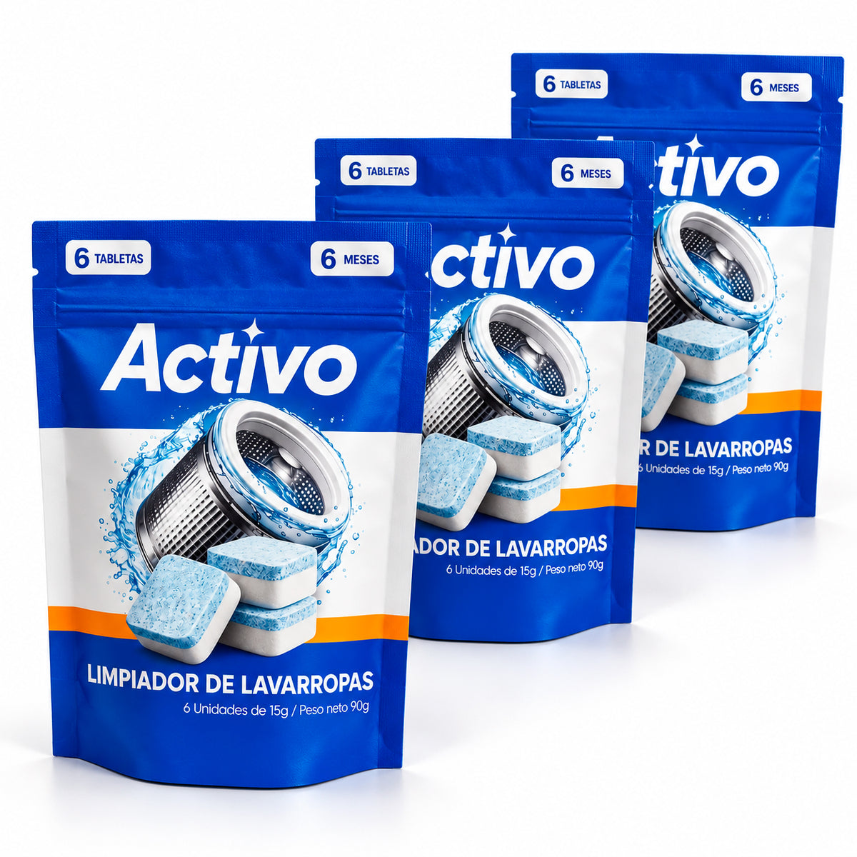 Pack de 3 Bolsas de Pastillas Activo para tambor de lavarropas