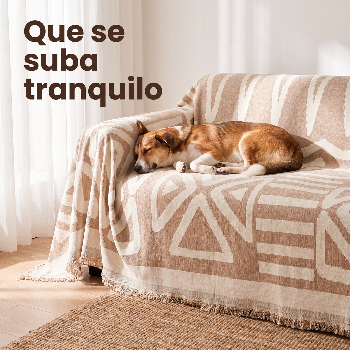 Manta Cubre Sofa de Chenilla Reversible - Perro arriba del sofá