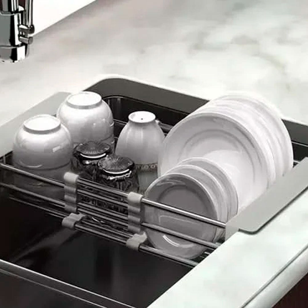 Escurridor Extensible de Acero y Plástico para Pileta