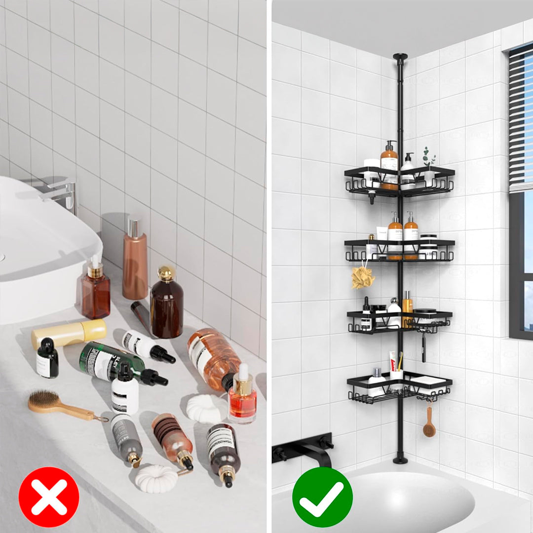 Esquinero de Ducha Ajustable 4 Estantes en Acero Inoxidable