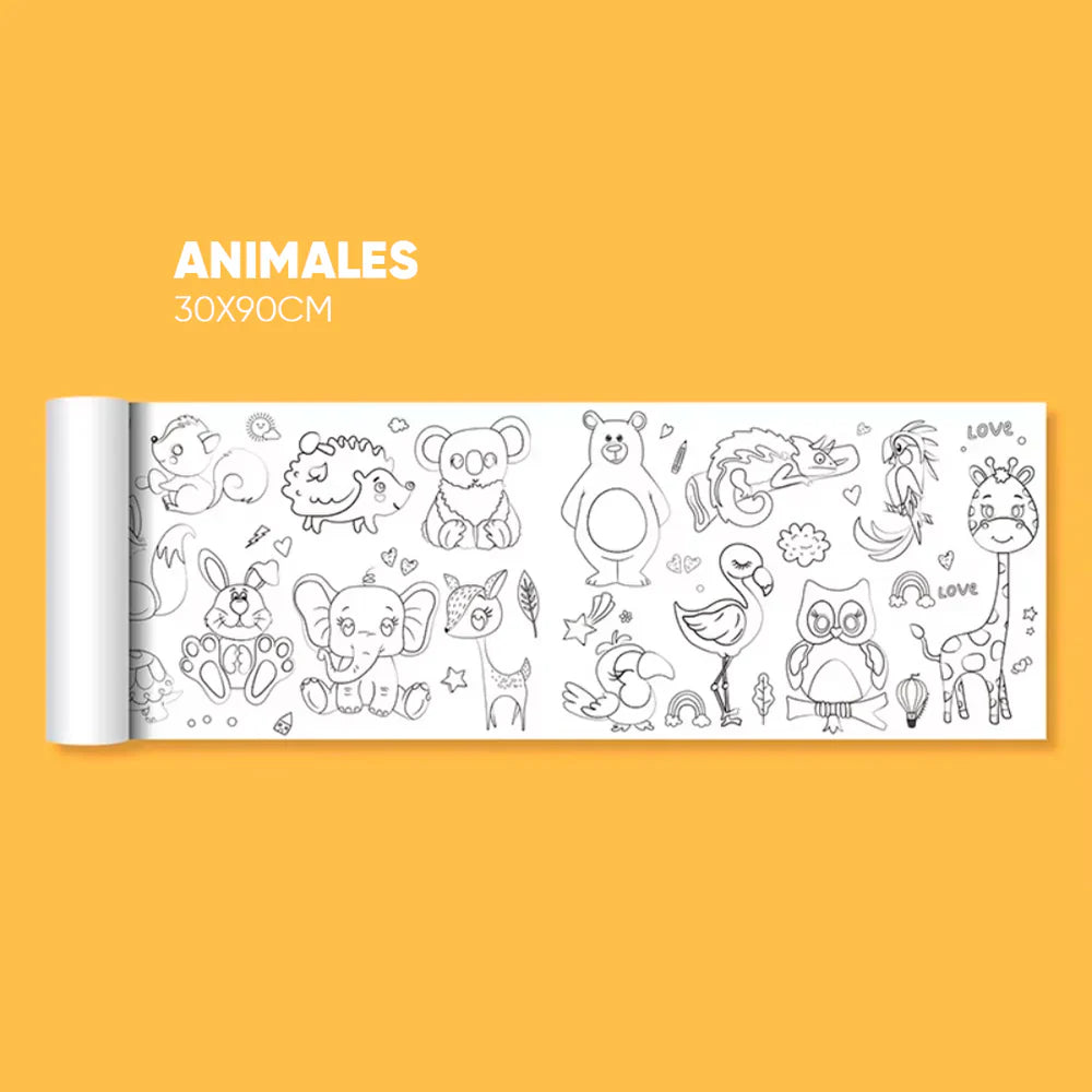 Pack de 5 Rollos de Dibujo Coloreable 5 Diseños
