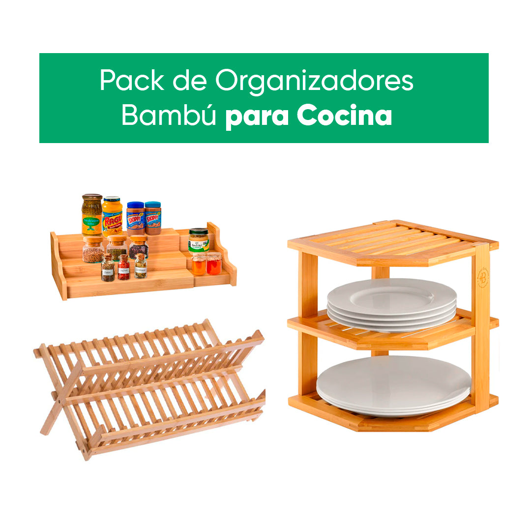 Pack de Organizadores Bambú para Cocina