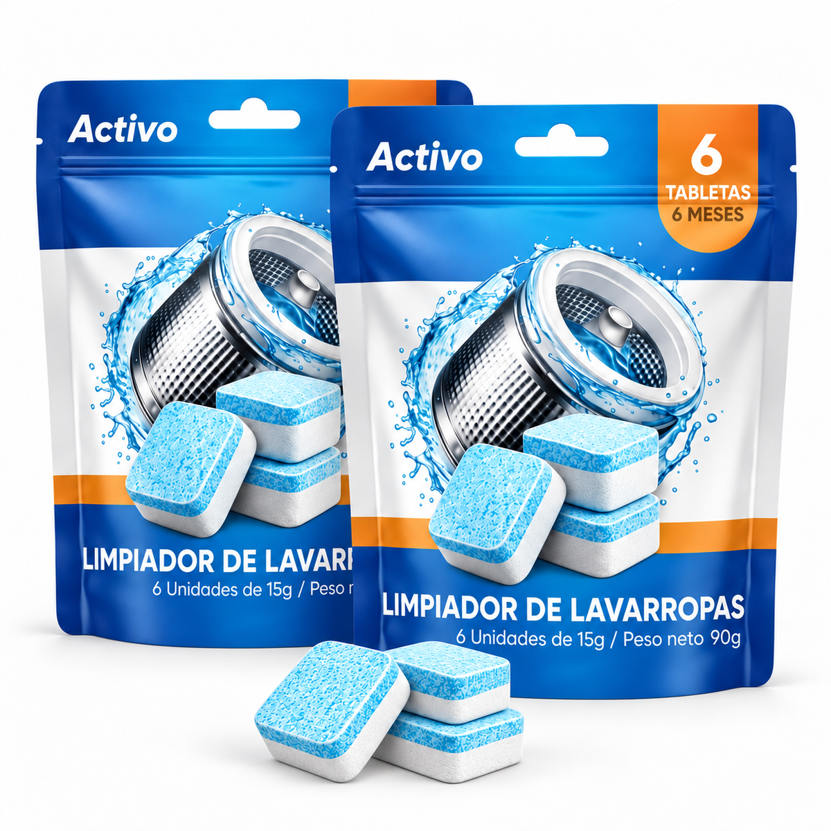 12 Tabletas ACTIVO Antibacterial para Limpieza Lavarropa