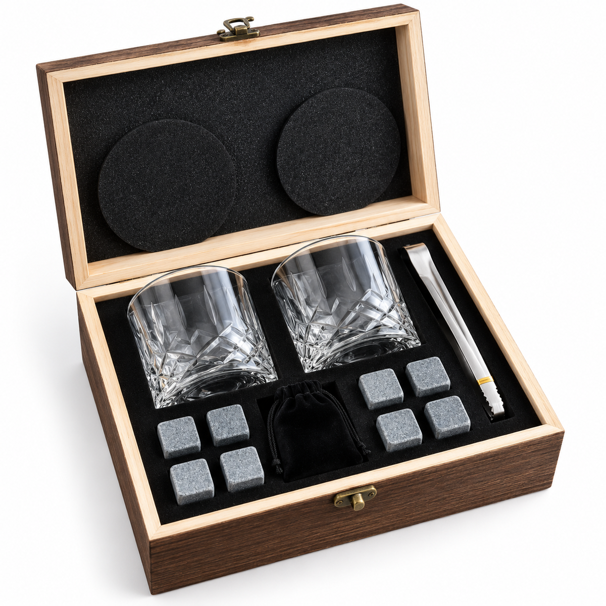 Set De Vasos De Whisky Con Estuche Y 8 Rocas De Granito