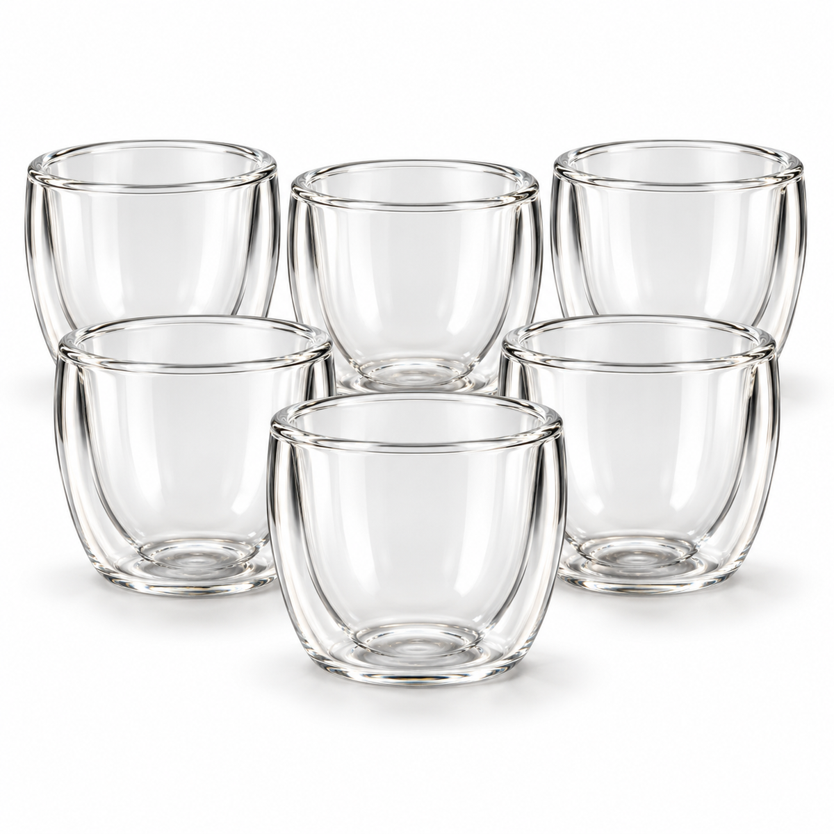 Set X6 Vasos Cafe Expresso Doble Vidrio Borosilicato 80ml