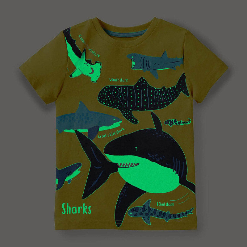 Camiseta Luminosa Diseño Tiburones para Niño