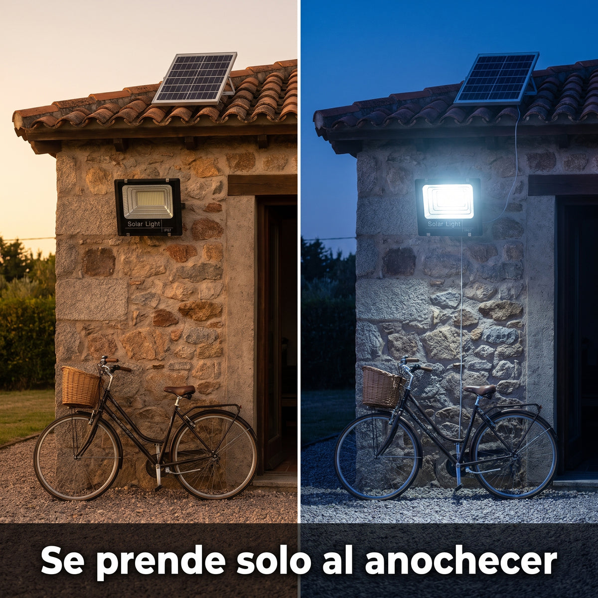 Foco Solar Led 100W con Control y Fotocélula - Se enciende solo