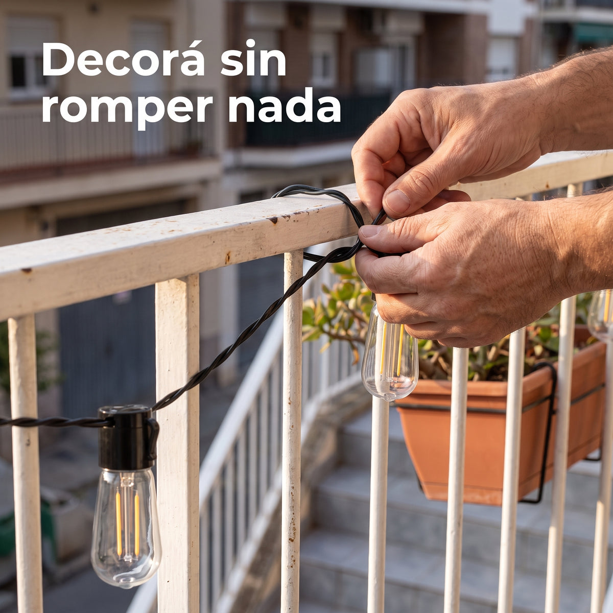 Guirnalda Luces Led Edison 5Mts con Panel Solar - Sin romper paredes