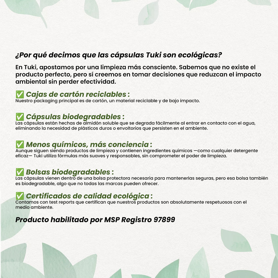 Capsulas Tuki Ecologicas para Lavavajillas Aroma Citrico