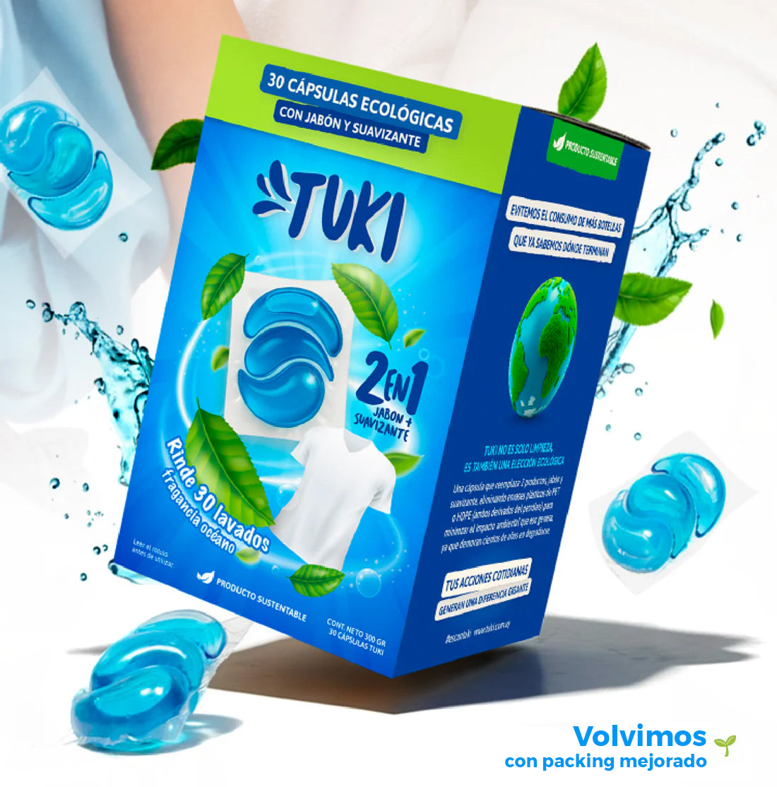 Capsulas Tuki Ecologicas para Lavado de Ropa Aroma Oceano