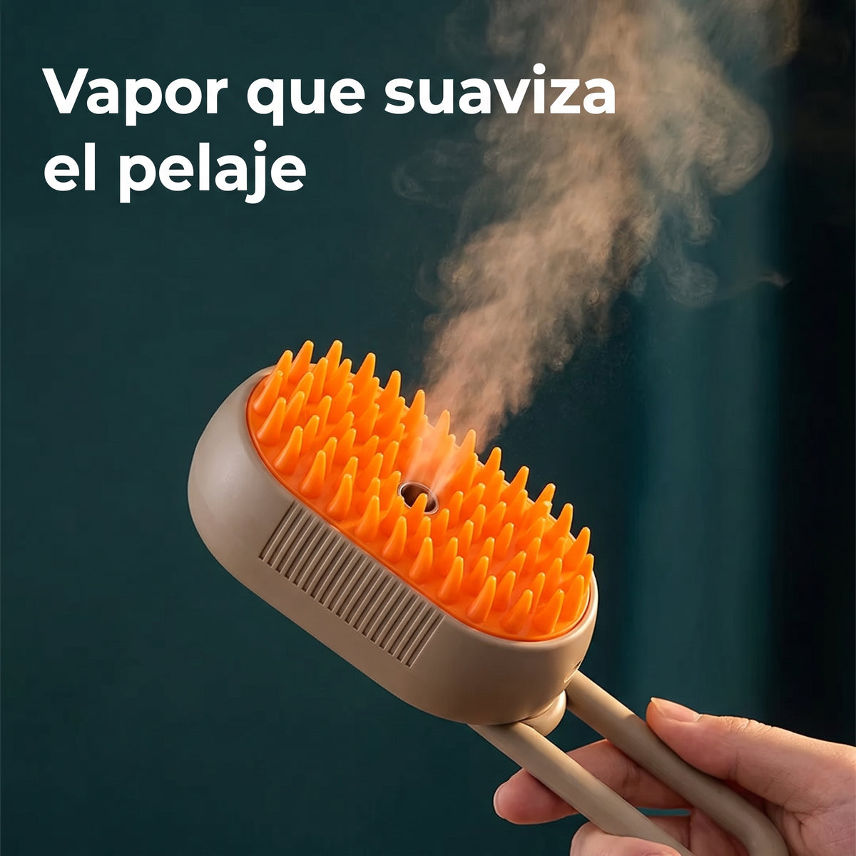Cepillo de Peinado con Vaporizador para Mascotas - Vapor en acción