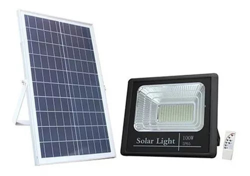 Foco Solar Led 100W con Control y Fotocélula