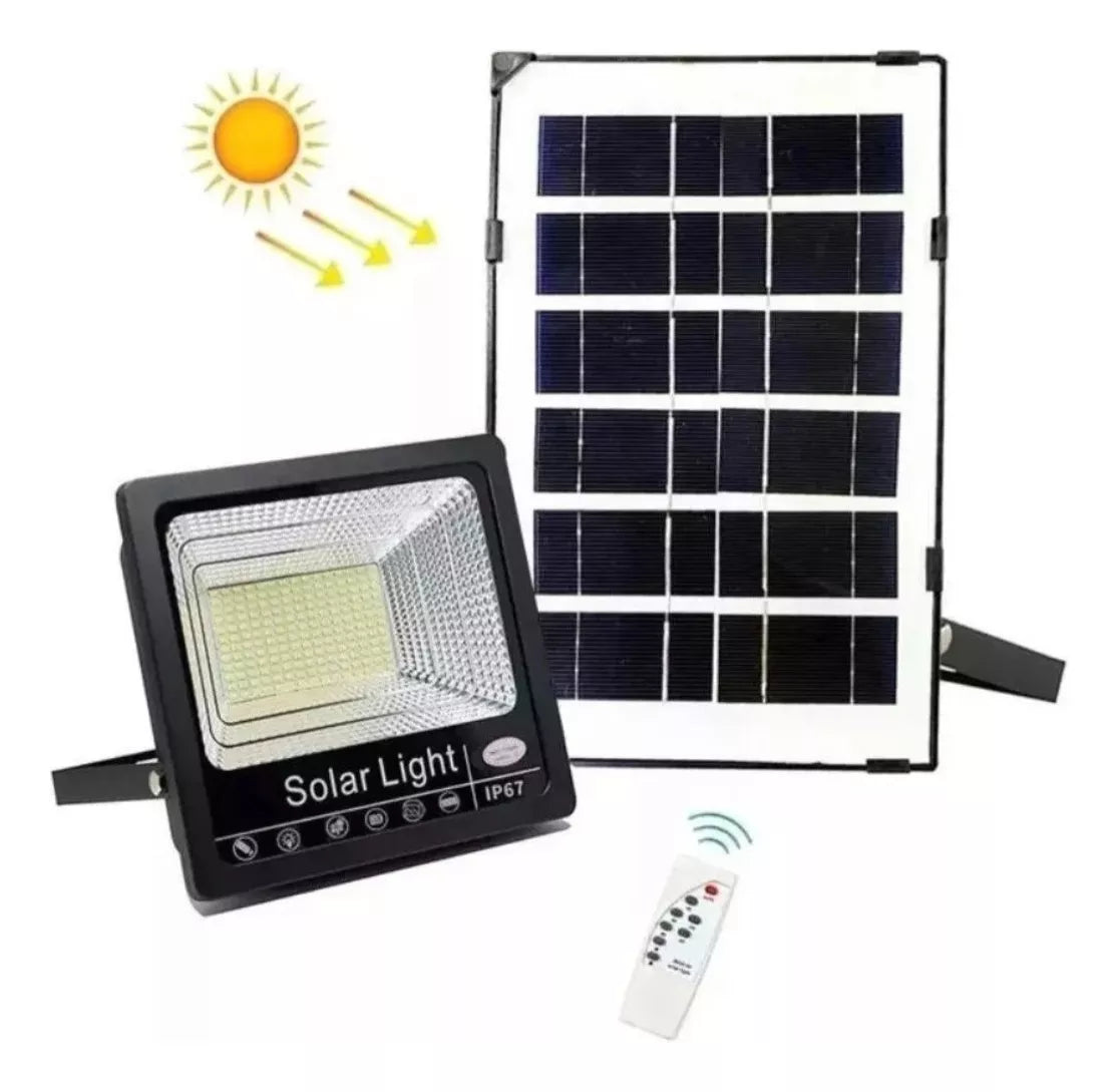 Foco Solar Led 100W con Control y Fotocélula